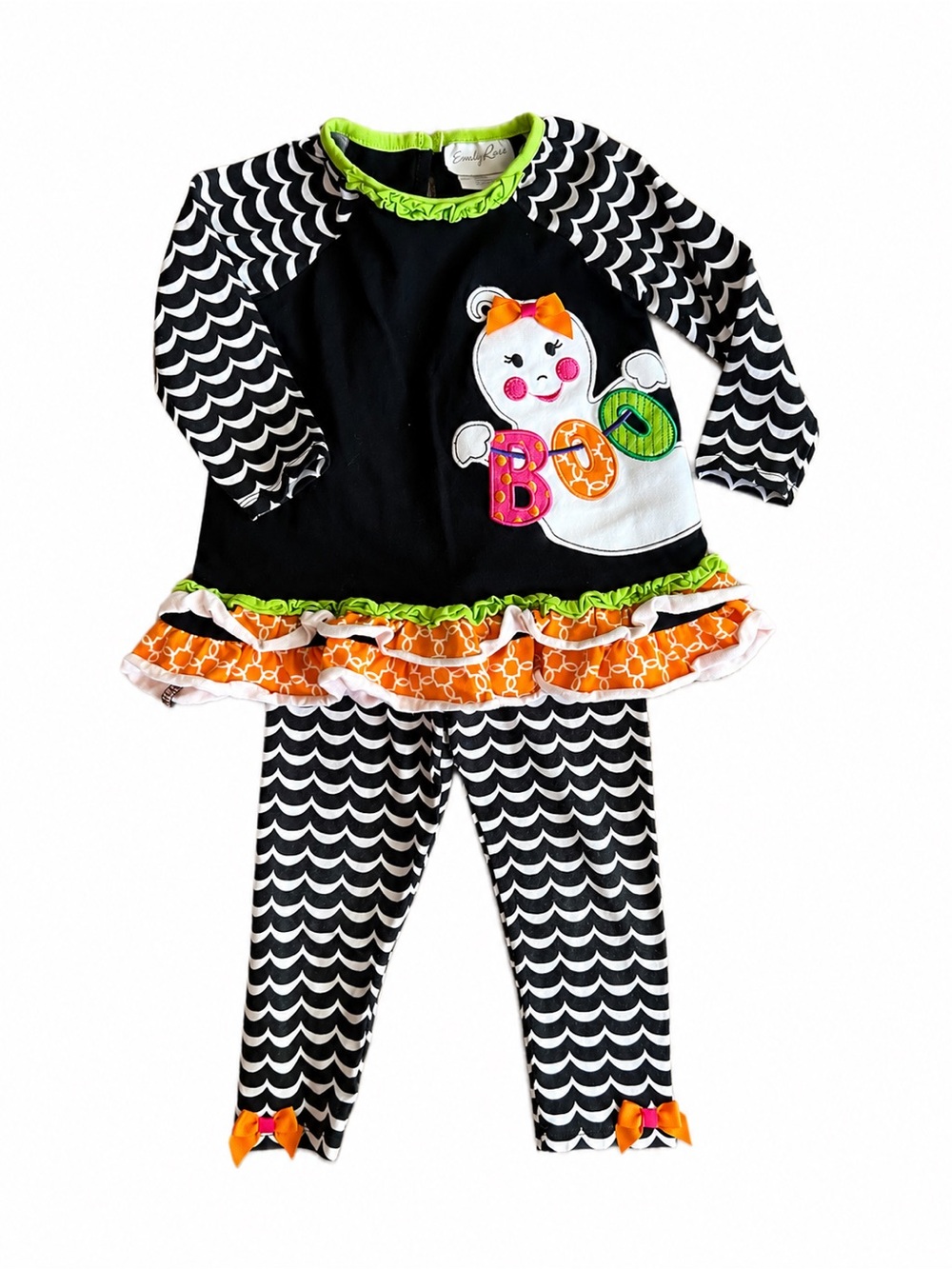 Girls Emily Rose 2T Halloween BOO Ghost Long Sleeve Tunic Top & Leggings Set